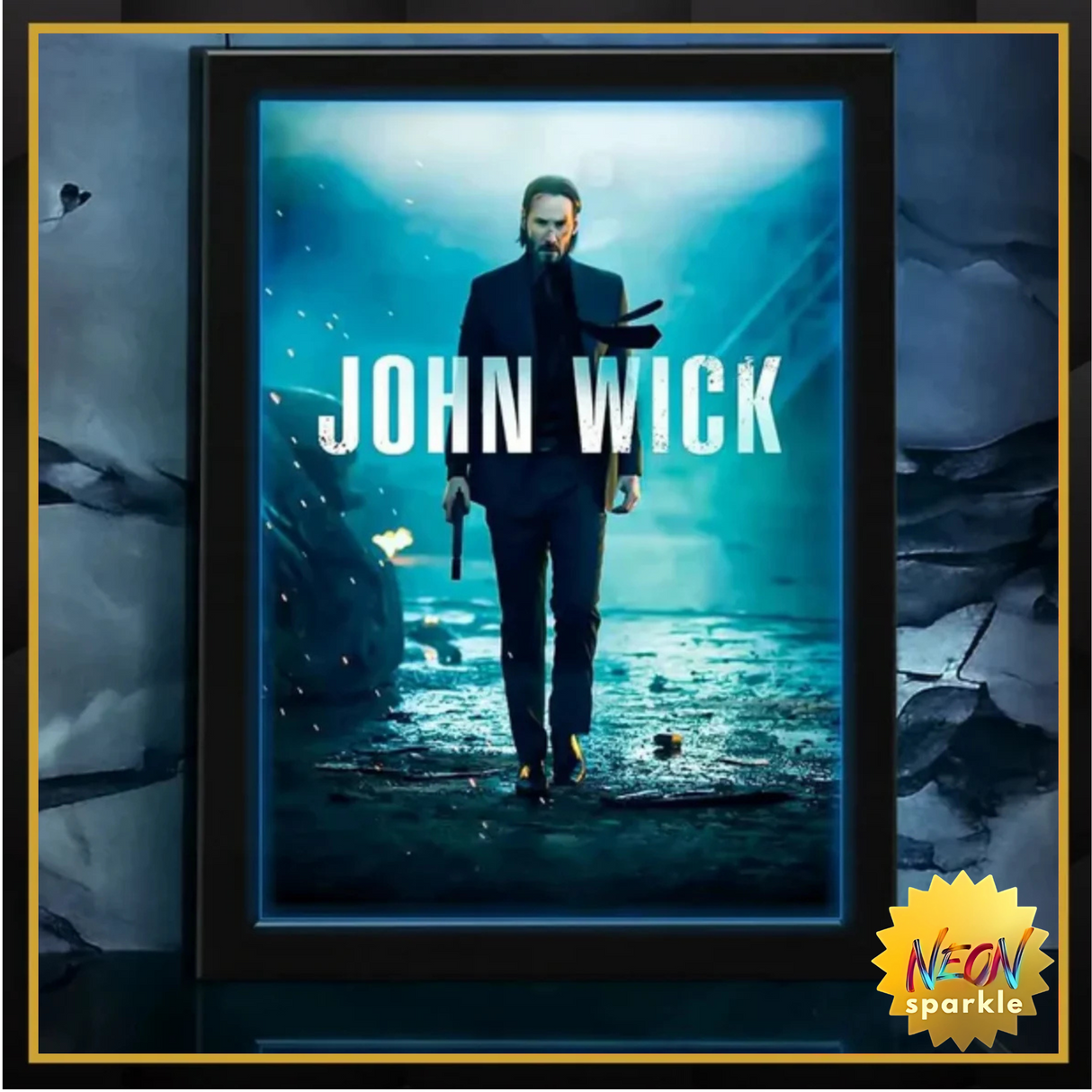 John Wick Action Movie Poster - Poster Neon Light Box