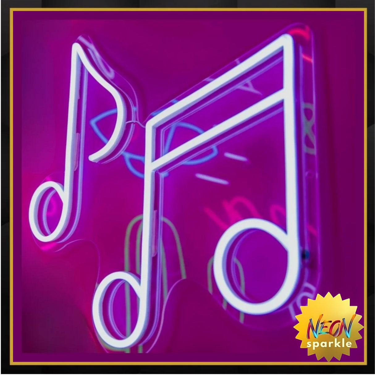 Neon Music Notes Sign – Custom LED Musical Wall Light by Neon Sparkle