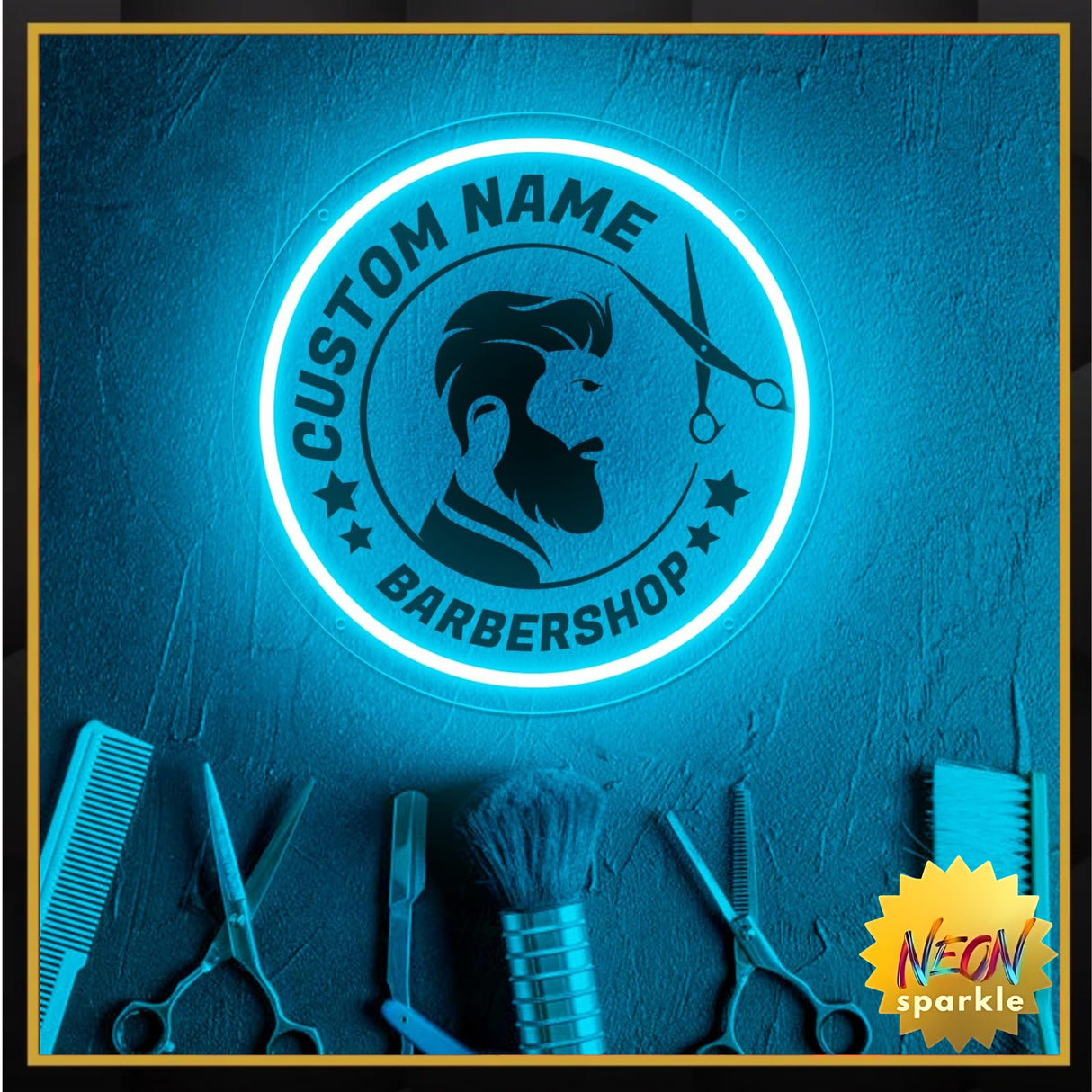 Neon Sign,USB Neon Sign For Hair Salon,3D Engraved Barber’s Opening Welcome led Sign