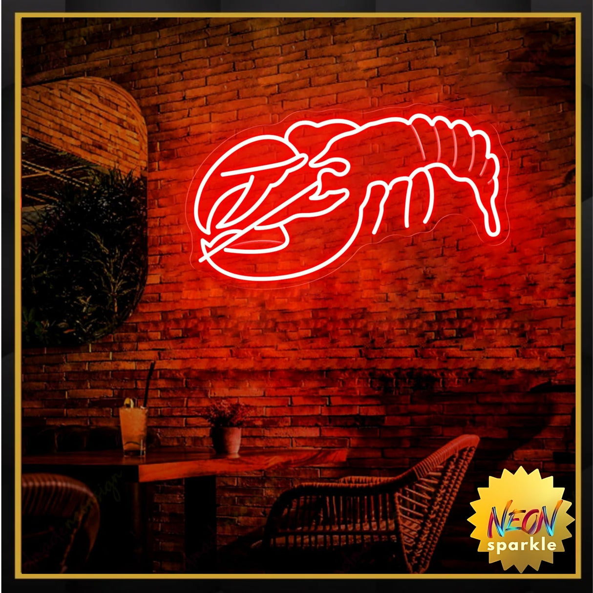Lobster Neon Sign - Handcrafted LED Wall Art Neon Light for Restaurants,