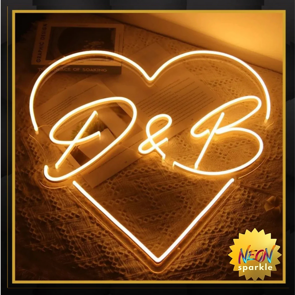 Custom Initials Love Heart Neon Sign