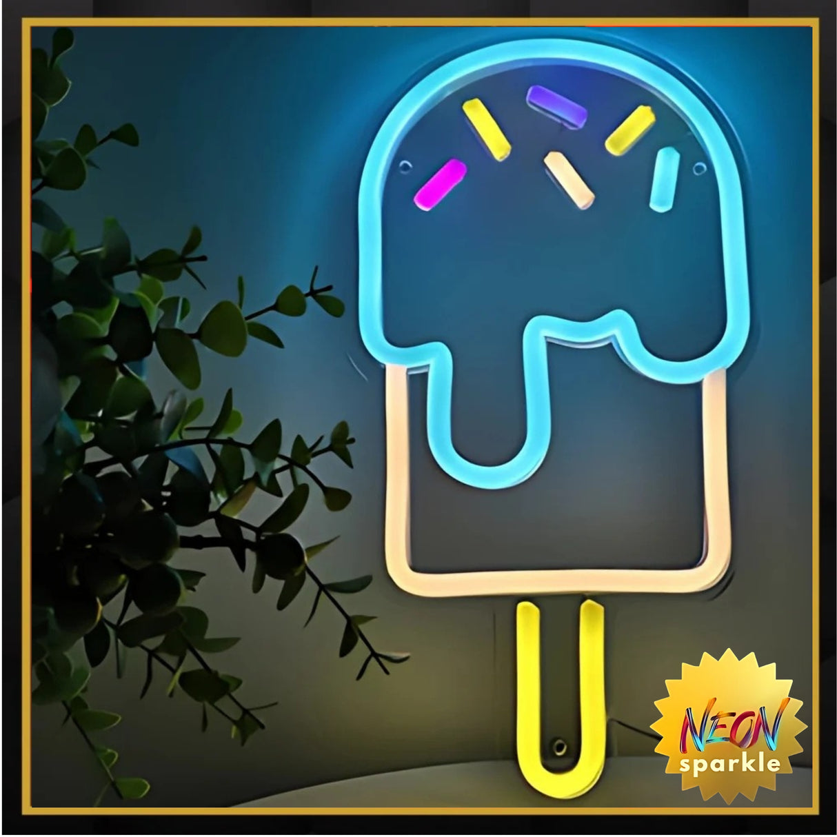 Ice Cream Stick Neon Sign - Fun LED Dessert Decor by Neon Sparkle