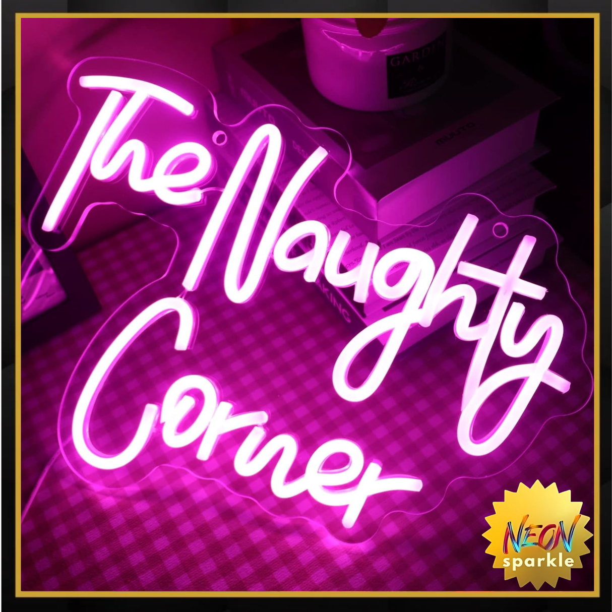 "The Naughty Corner" Neon Sign Pink Word/Letters USB Powered Neon Lights for Girls Room