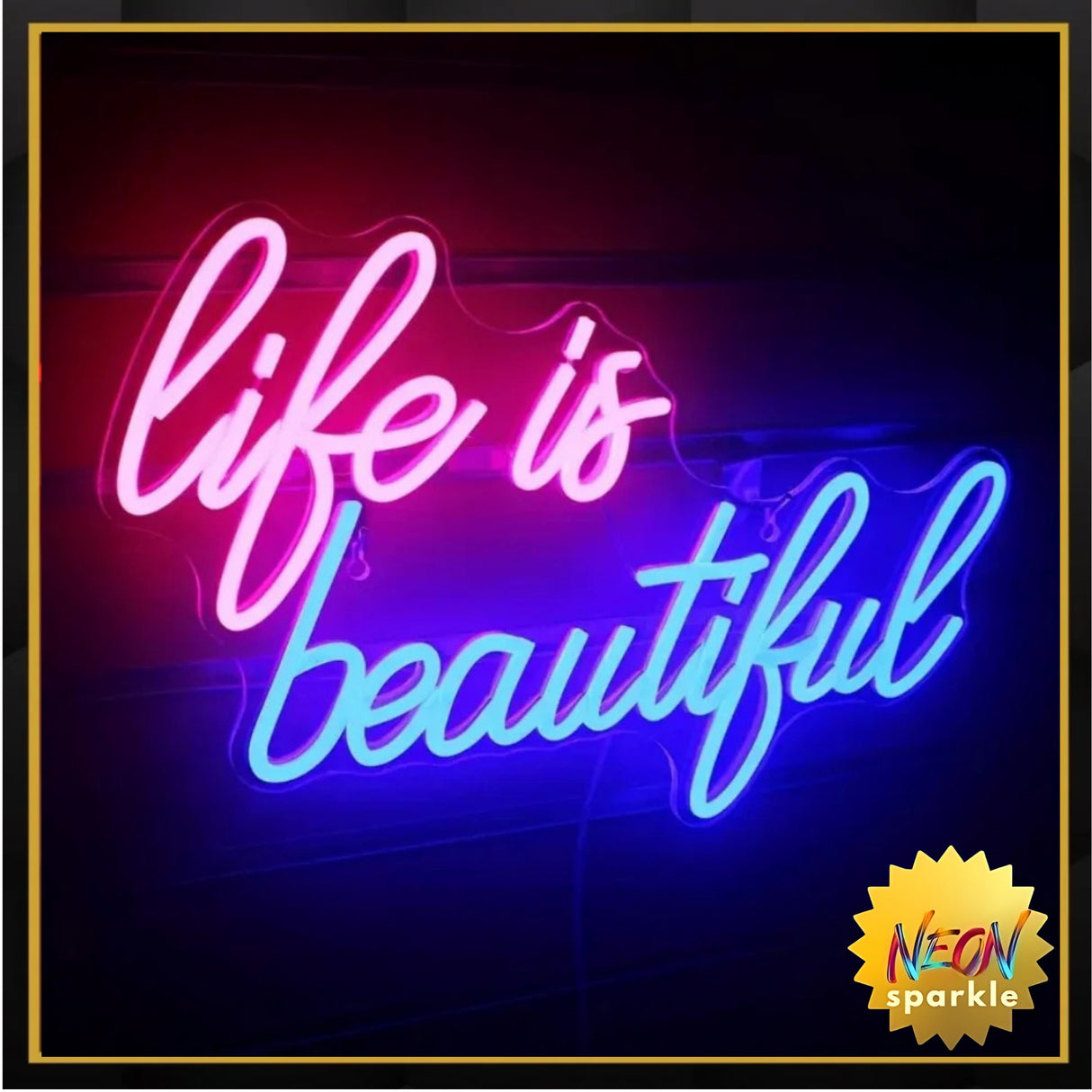 Life Is Beautiful Neon Sign - Inspiring LED Wall Decor by Neon Sparkle