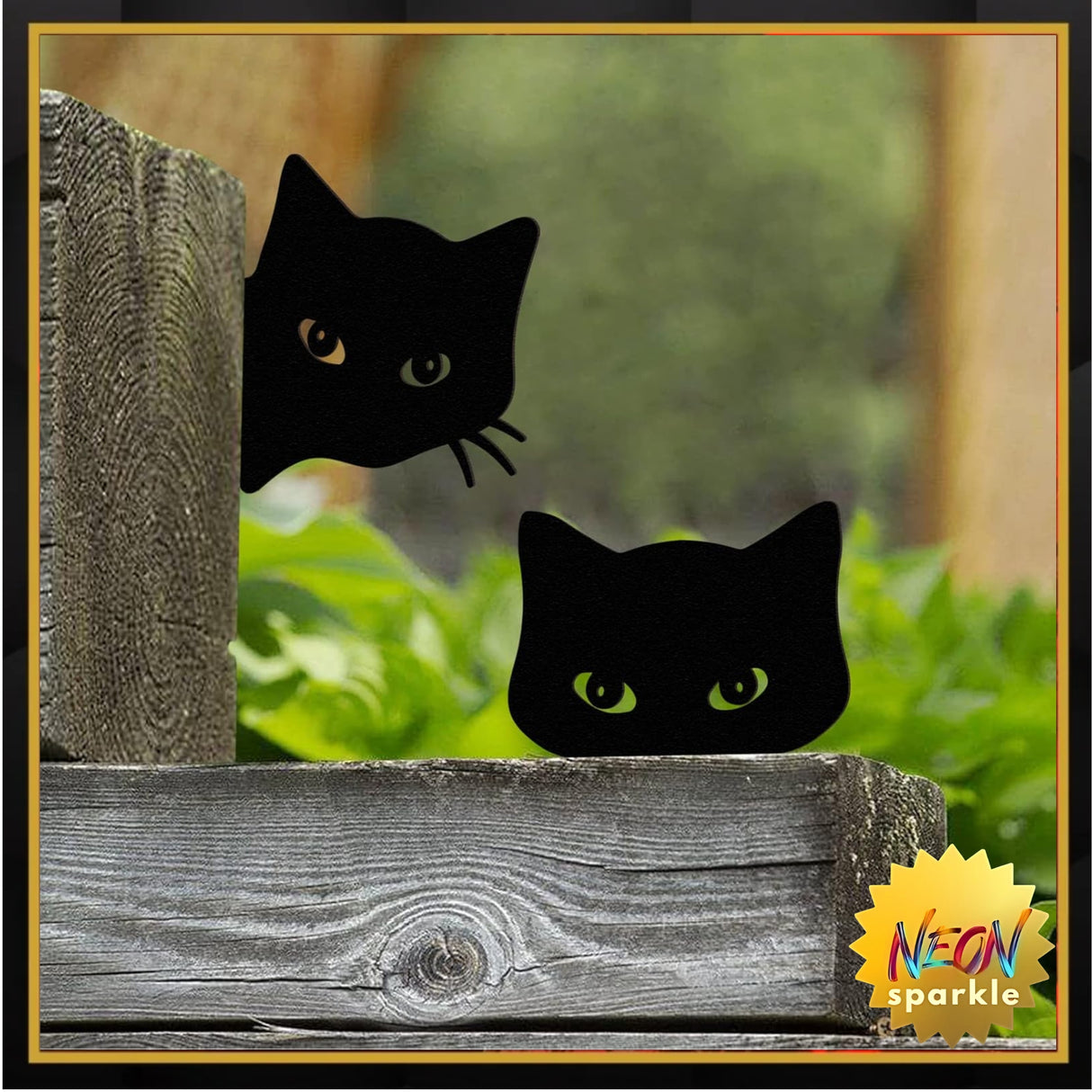 Qmetalart Black Cat Decorations Metal Garden Yard Art Decor Farmhouse Home Decor