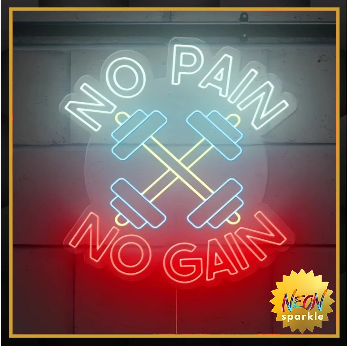 No Pain Gain Neon Sign - Motivational LED Gym Decor by Neon Sparkle
