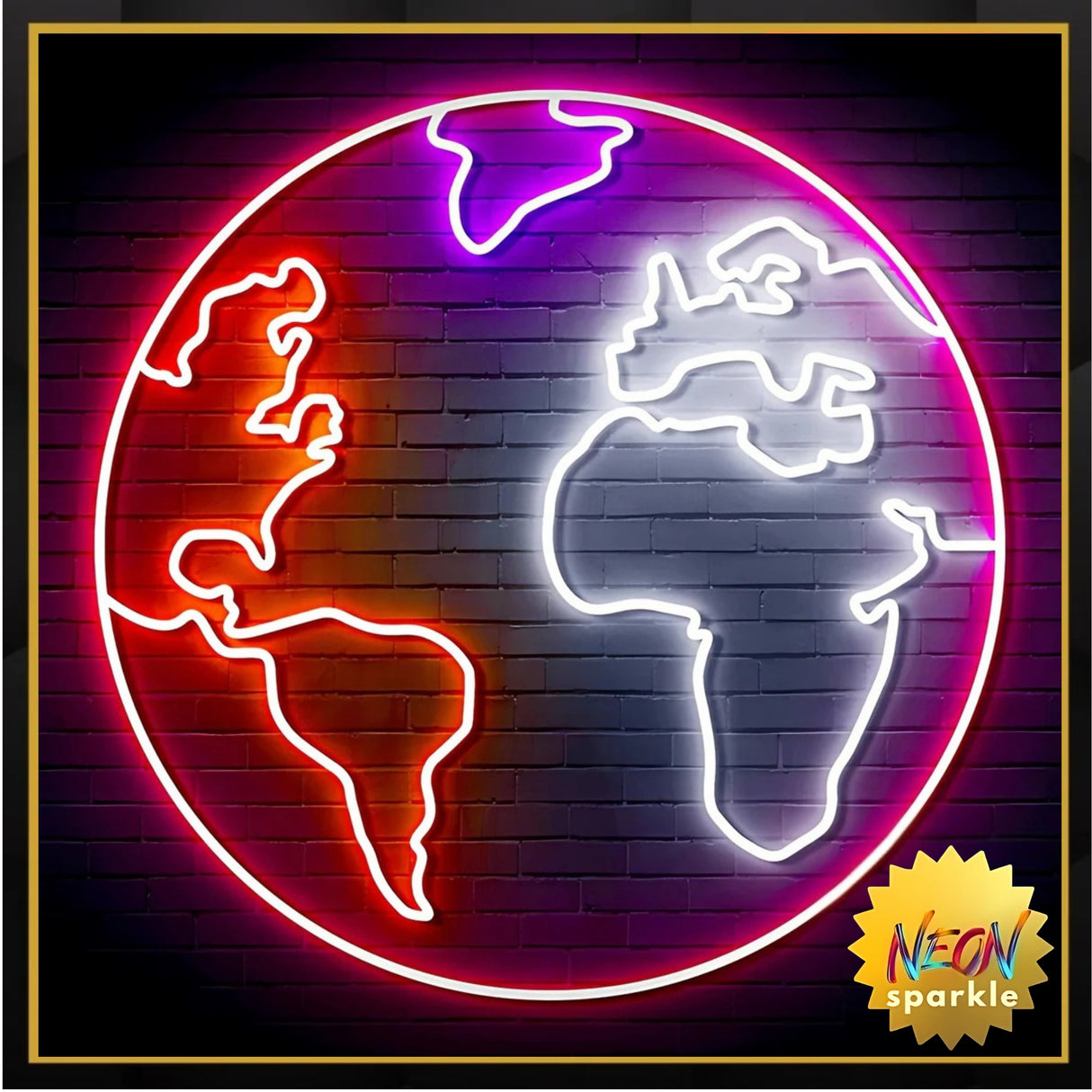 World Neon Sign - LED Globe Wall Light for Home & Office by Neon Sparkle