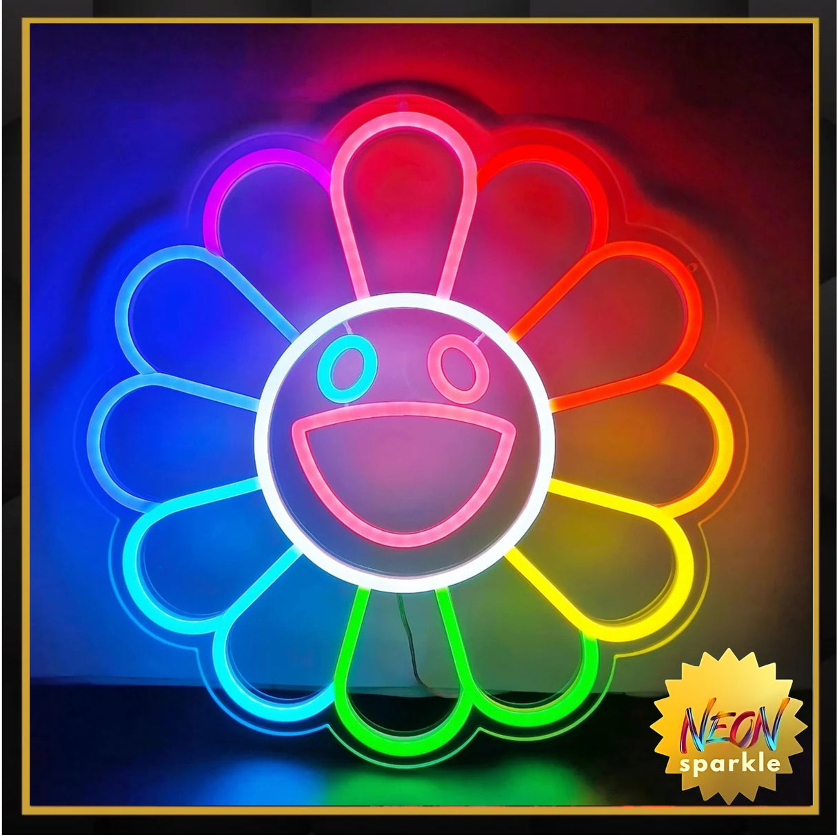 Murakami Neon Sign - Colorful LED Flower Wall Light by Neon Sparkle