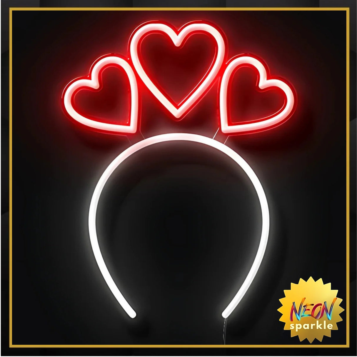 Hearts LED Headband - Light Up Party Accessory by Neon Sparkle