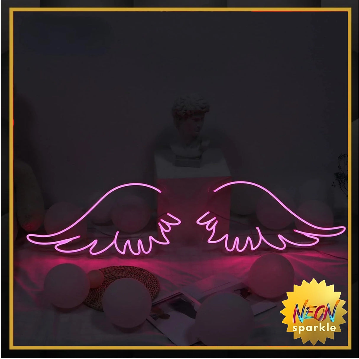 Angel Wings Neon Sign, LED Light Wall Decor Home Bedroom Salon Bar Store Creative Background Decoration