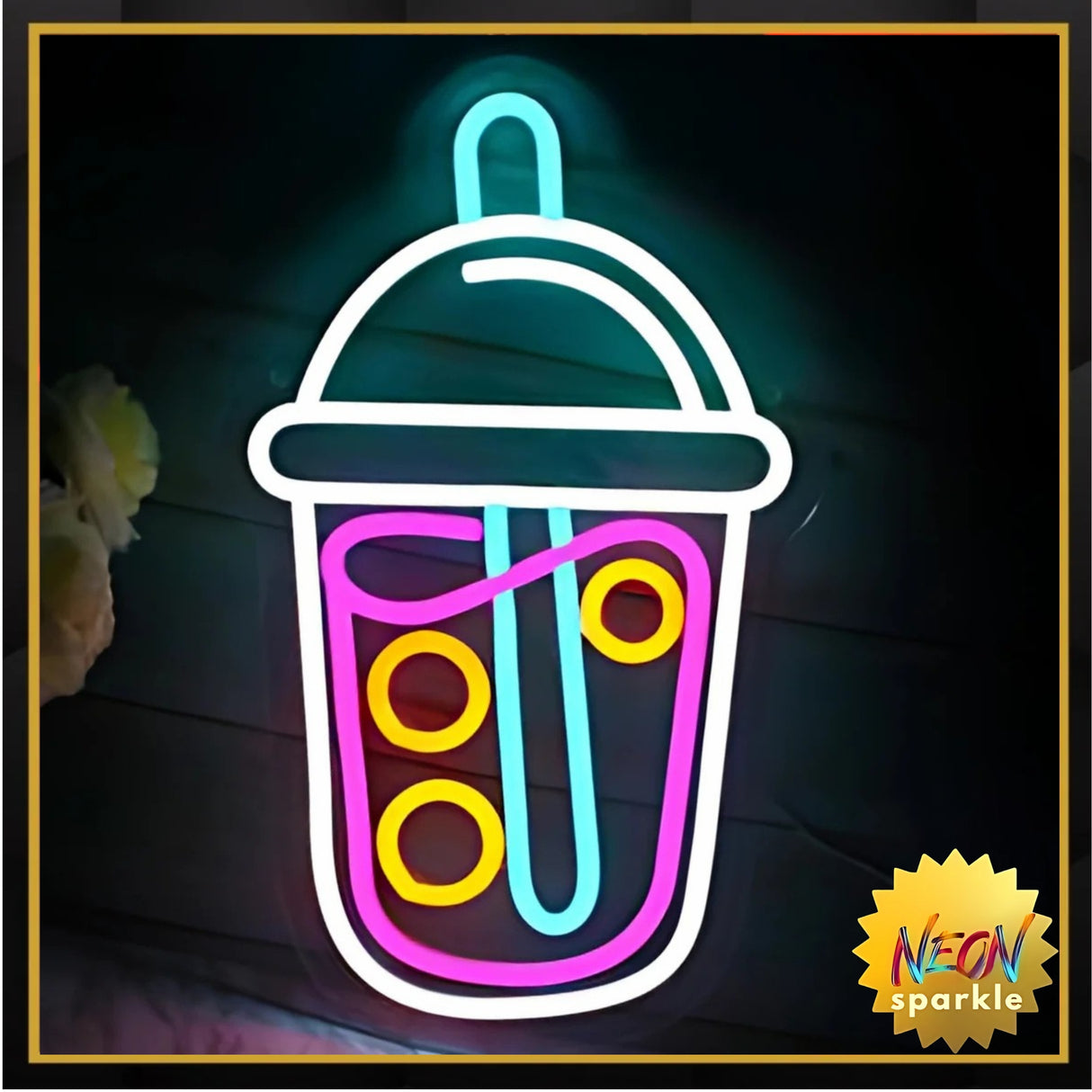 Shake Neon Sign - Retro LED Milkshake Wall Light by Neon Sparkle