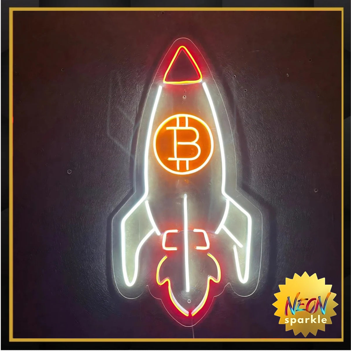 Bitcoin Rocket Neon Sign by Neon Sparkle - LED Light for Crypto Decor