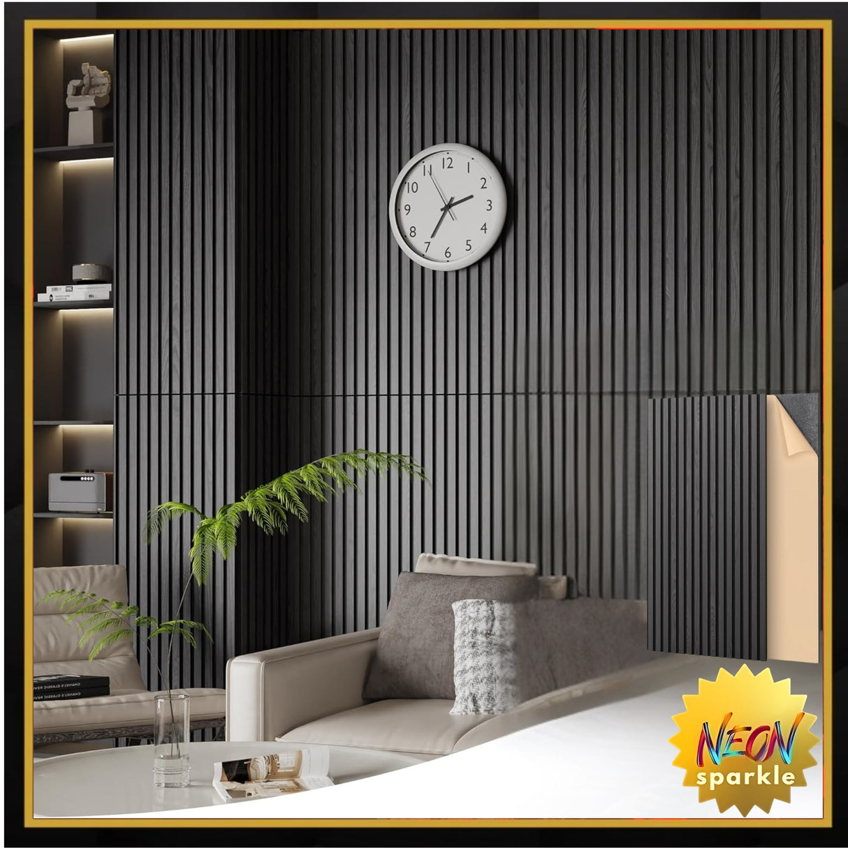 Qmetalart Acoustic Wall Panels 2 Pack 47.2"×23.6"Wall Panels for Interior Wall Decor Matte Black Slat Wall with Self-