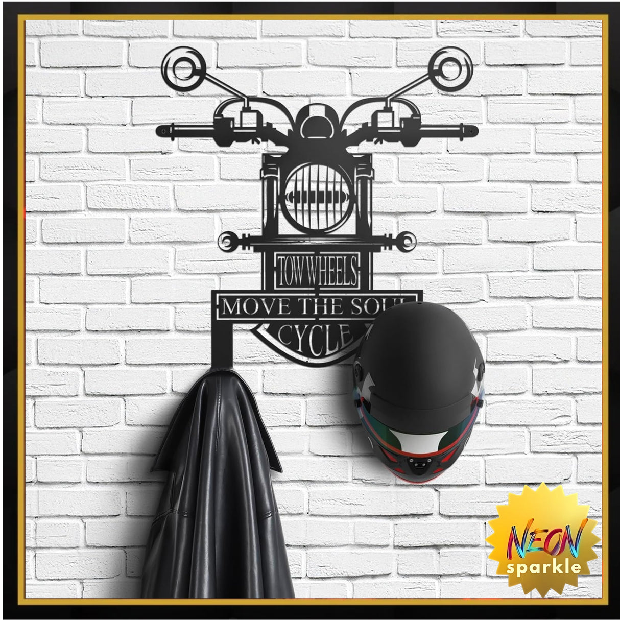 Qmetalart Fathers Gifts Metal Wall Decoration Home Decor Motorcycle Shape Black Wall Art