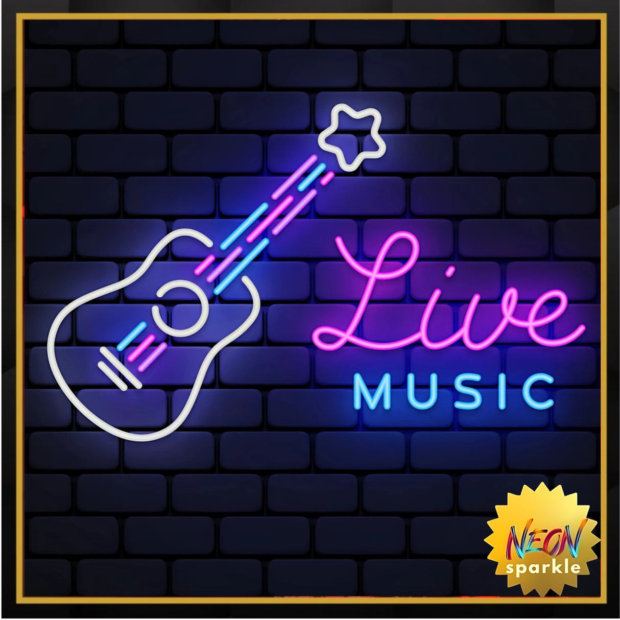Live Music Neon Sign - LED Wall Light for Bars, Studios & Events