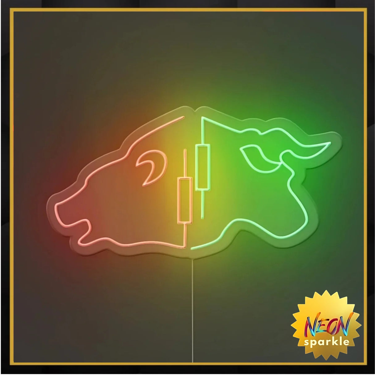 Bull Bear Neon Sign - Dynamic LED Wall Decor by Neon Sparkle