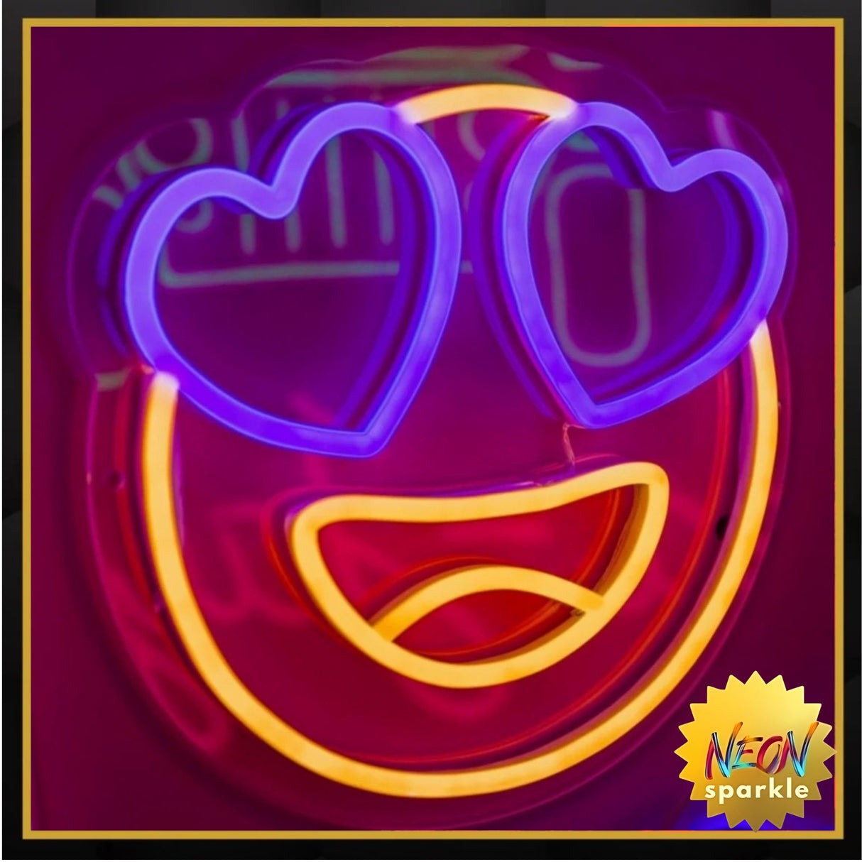 Heart Eyes Emoji Neon Sign – LED Love Emoji Wall Light by Neon Sparkle