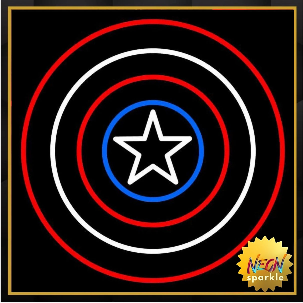 Captain Shield Neon Sign - Heroic LED Wall Decor by Neon Sparkle