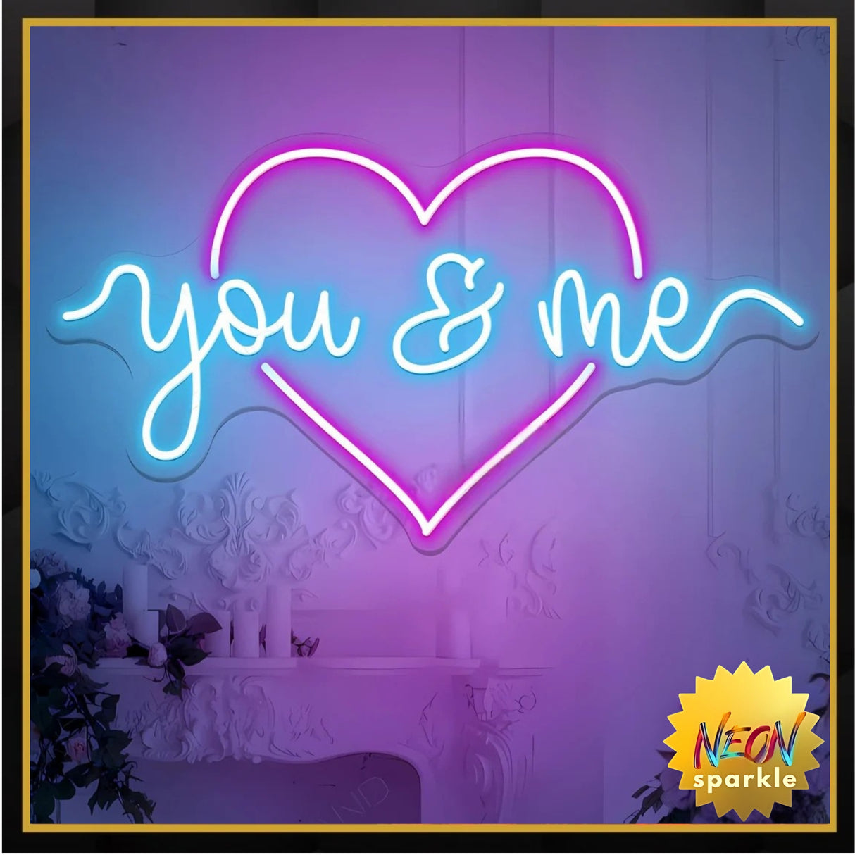 You And Me Neon Sign - Romantic LED Wall Art by Neon Sparkle