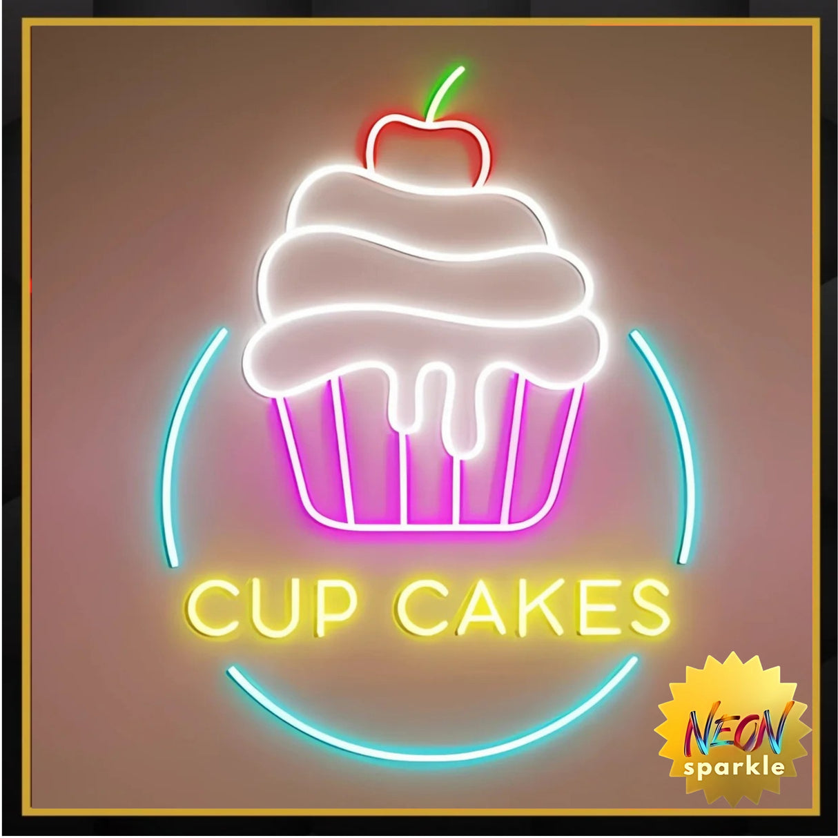 Cupcake Neon Sign - Cute LED Wall Light for Bakery & Room by Neon Sparkle