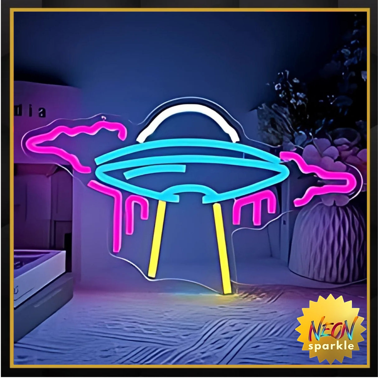 UFO Neon Sign - Futuristic LED Wall Light for Room by Neon Sparkle