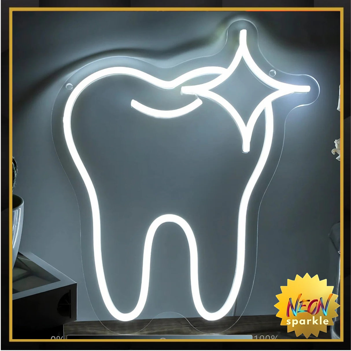 Tooth Neon Sign - LED Wall Light for Dental Office Decor by Neon Sparkle