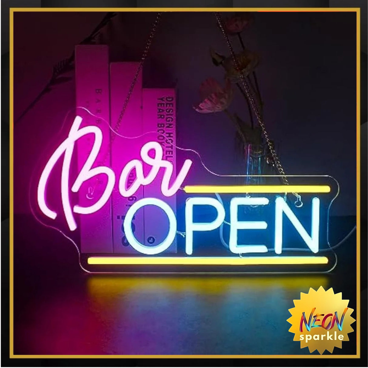 Bar Open Neon Sign - LED Wall Light for Home or Pub Decor by Neon Sparkle