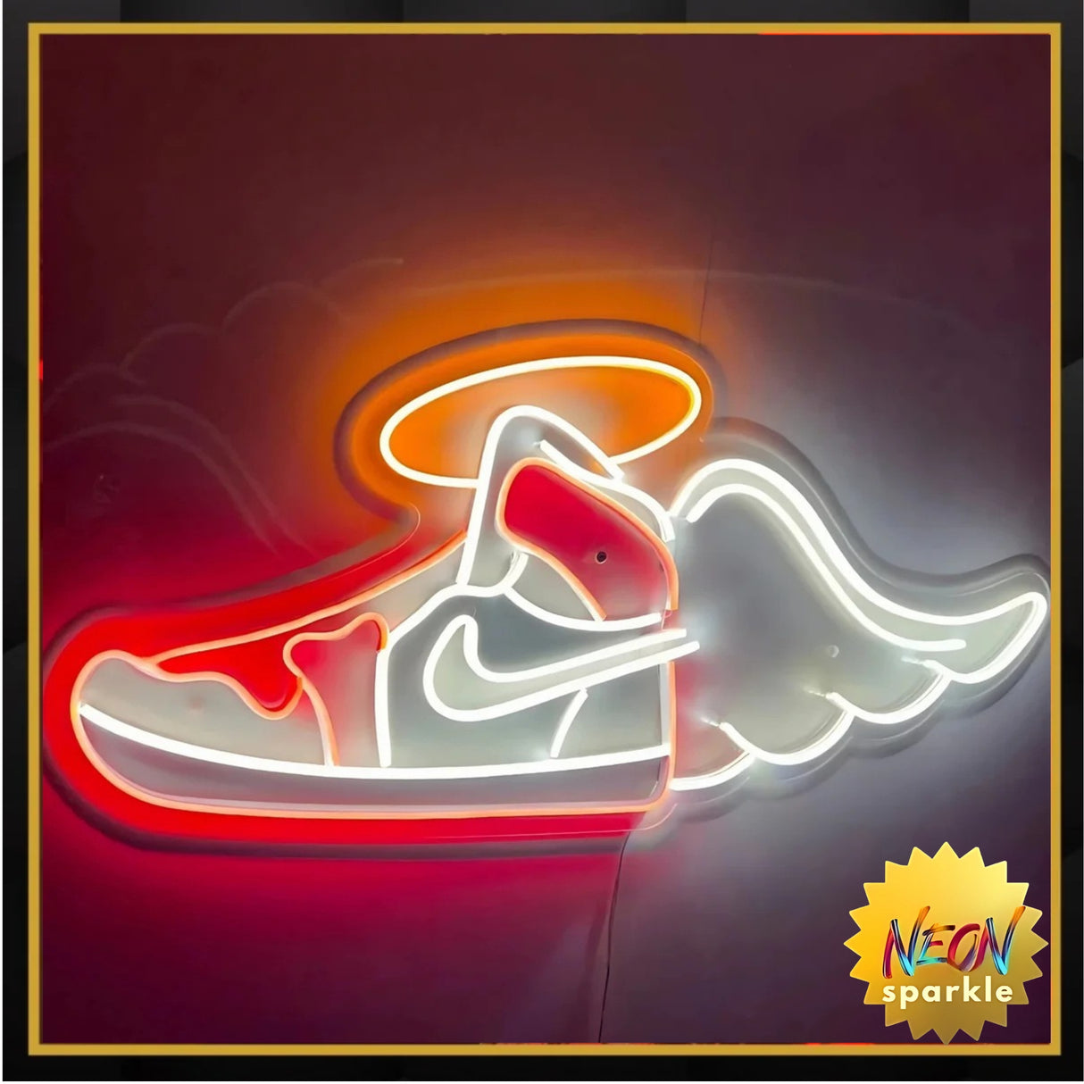 Flying Jordans Neon Sign - LED Wall Art for Sneakerheads by Neon Sparkle