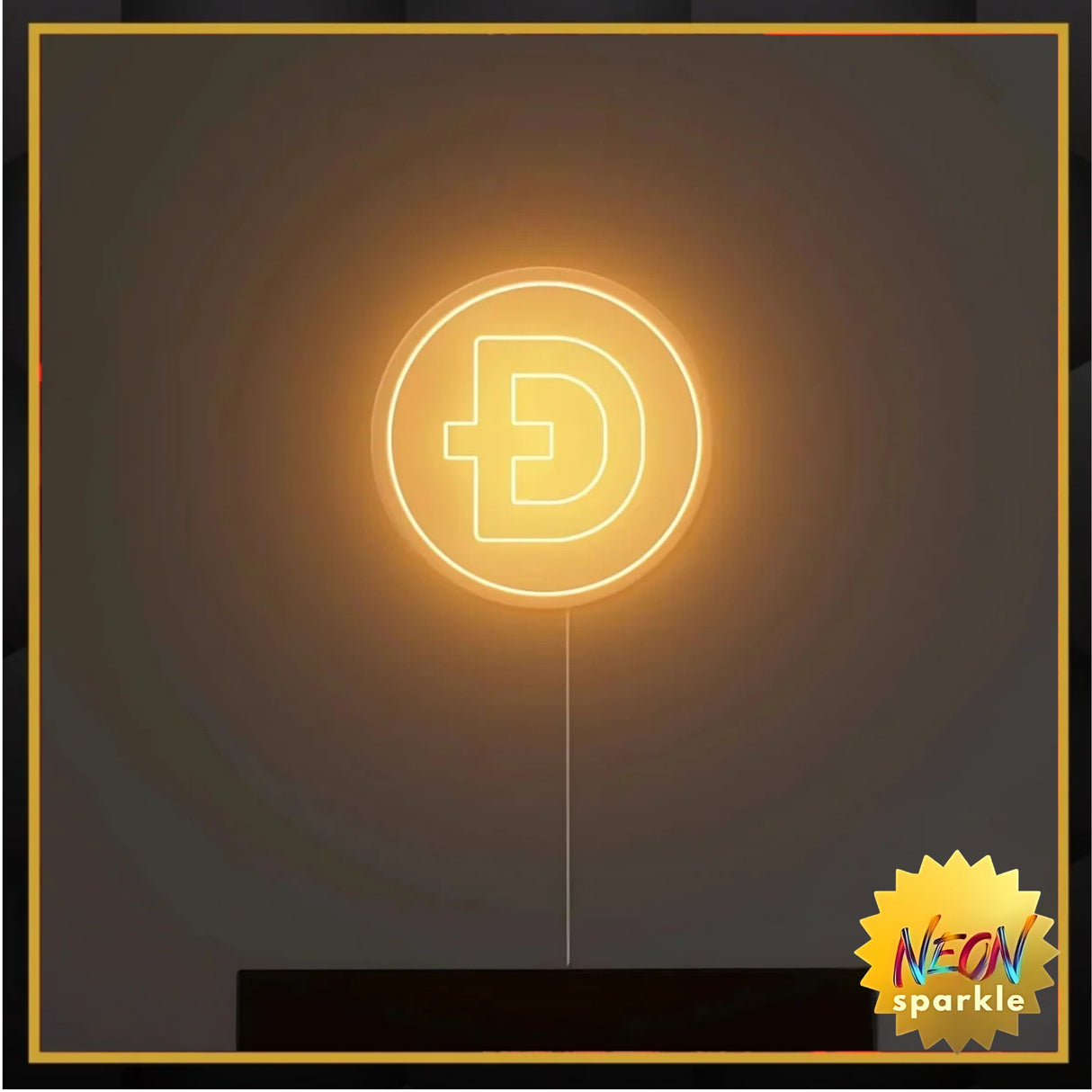 Neon Sparkle Doge Coin Neon Sign - Custom Neon Crypto Wall Light
