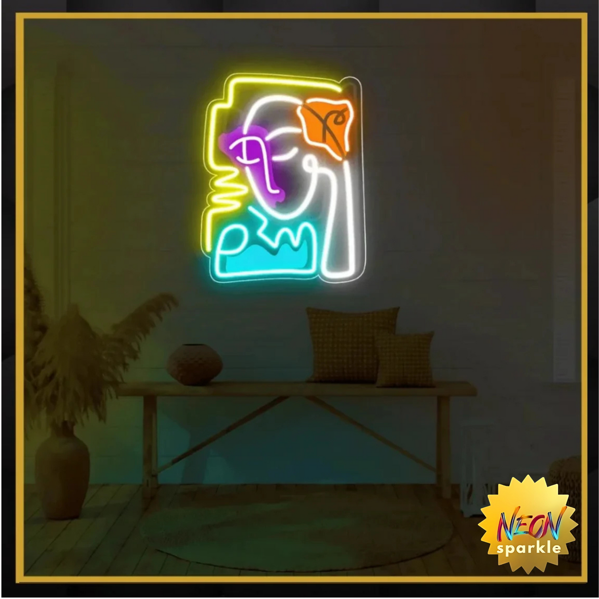 Abstract Face UV Neon Sign