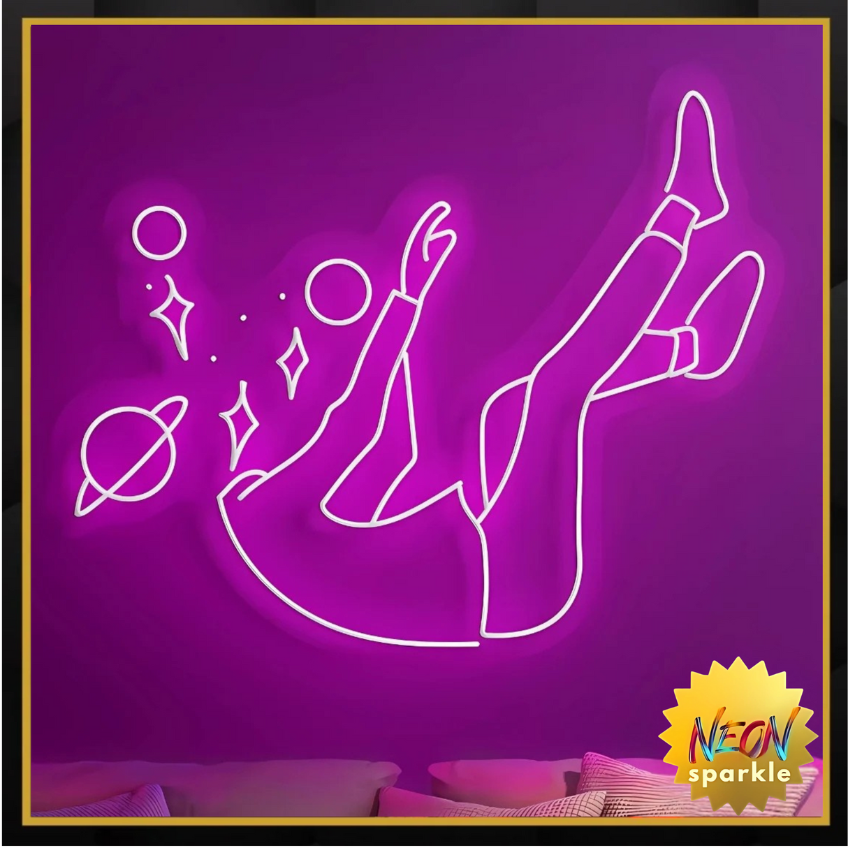 Falling Guy Neon Sign - Fun LED Gaming Decor by Neon Sparkle