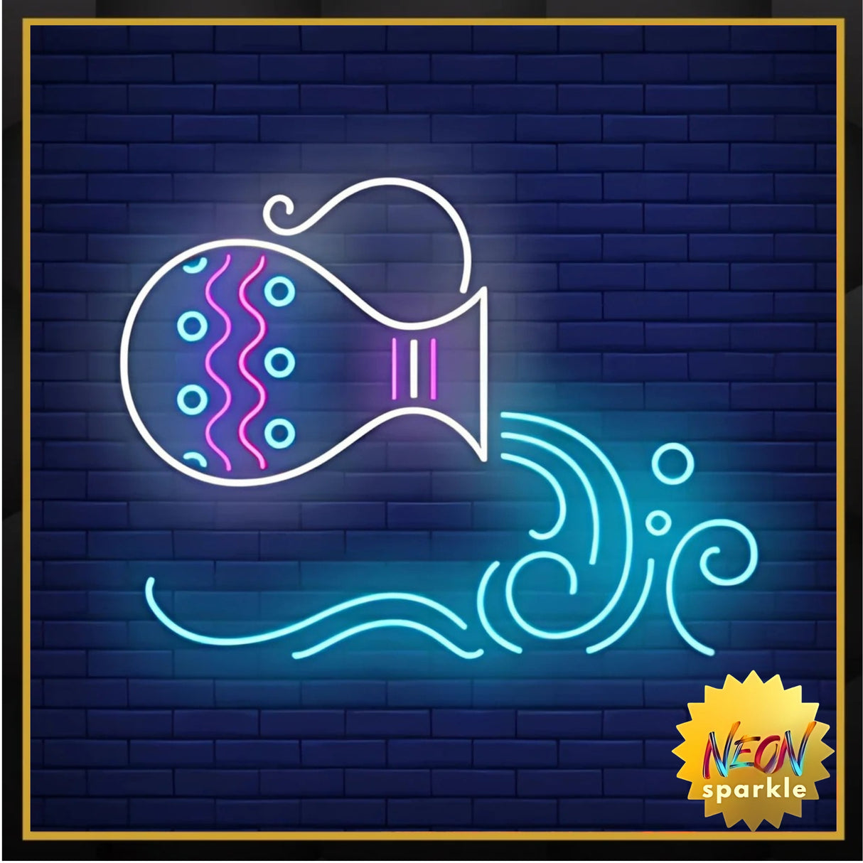 Aquarius Neon Sign - Zodiac LED Wall Light Decor by Neon Sparkle