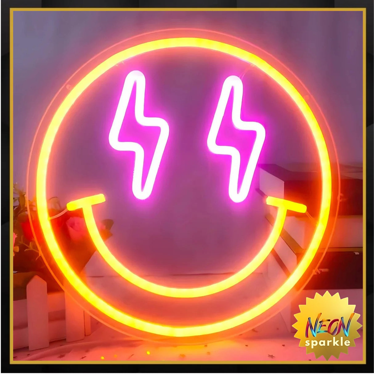Smiley Neon Light Sign - LED Wall Art Decor by Neon Sparkle