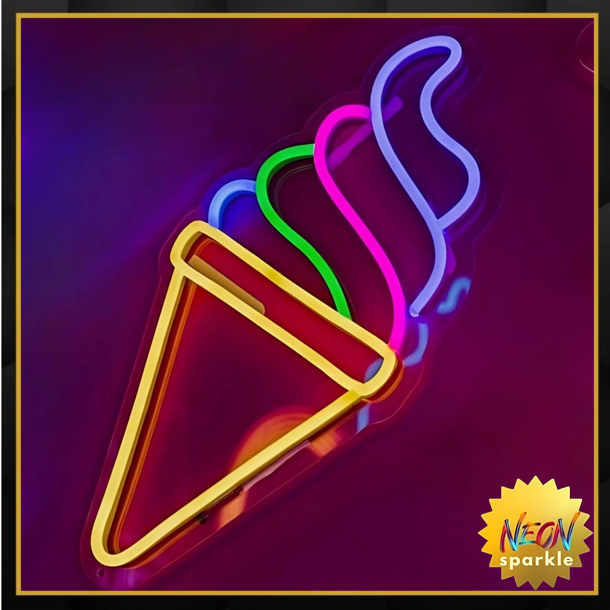 Soft Serve Ice Cream Neon Sign – Fun LED Wall Light by Neon Sparkle