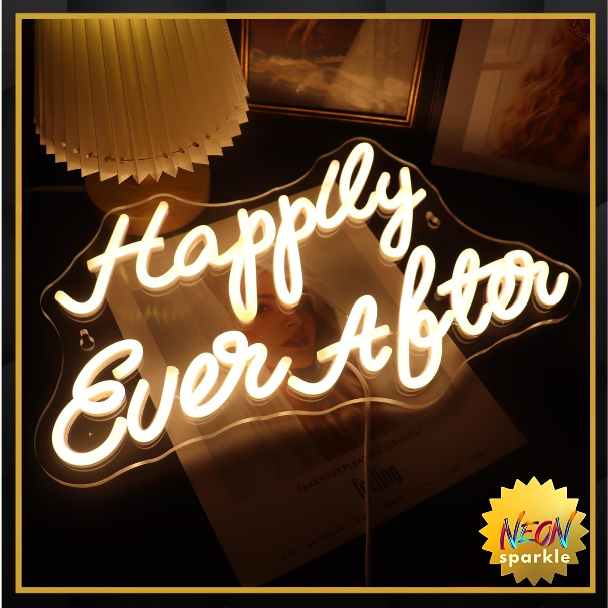 Led Happily Ever After Neon Sign USB Powered with Dimmer Switch Neon Decor Lights