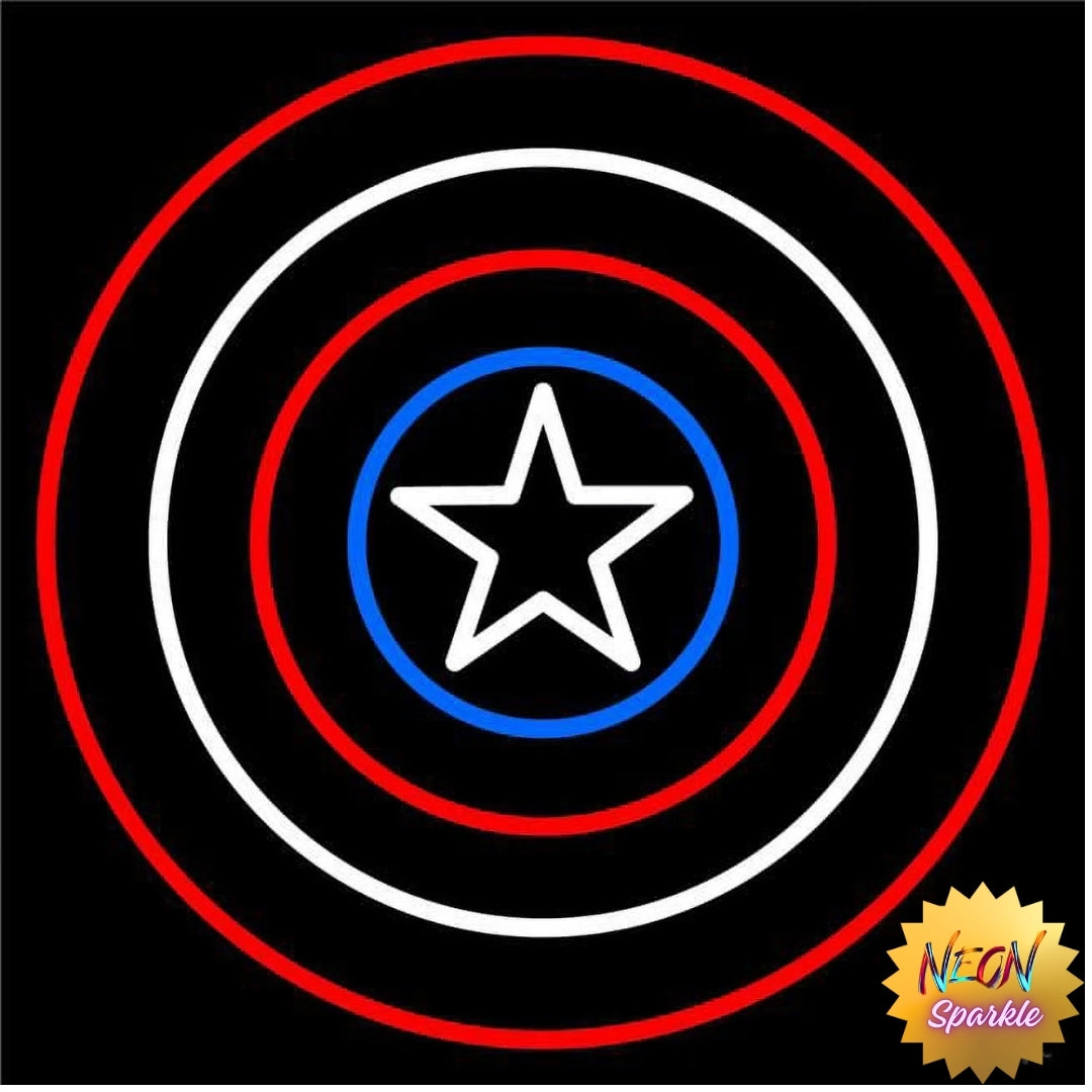 Captain Shield Neon Sign - Heroic LED Wall Decor by Neon Sparkle