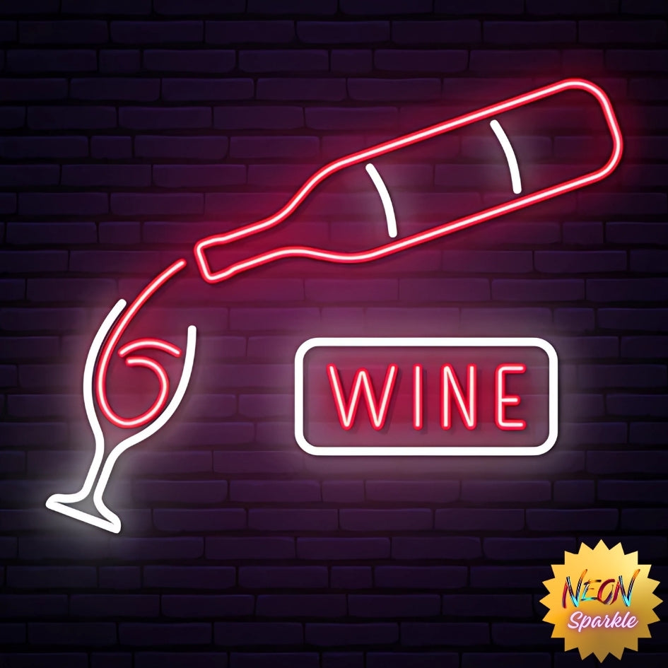 Wine Neon Sign - Chic LED Bar and Lounge Decor by Neon Sparkle