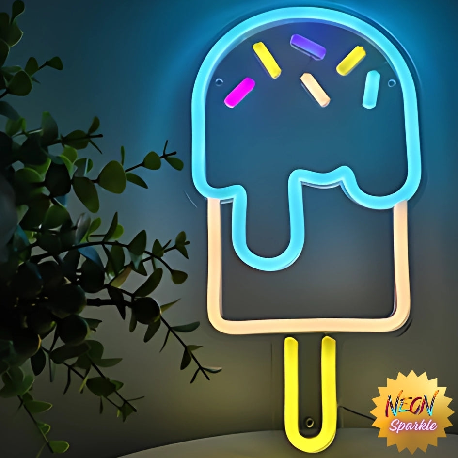 Ice Cream Stick Neon Sign - Fun LED Dessert Decor by Neon Sparkle