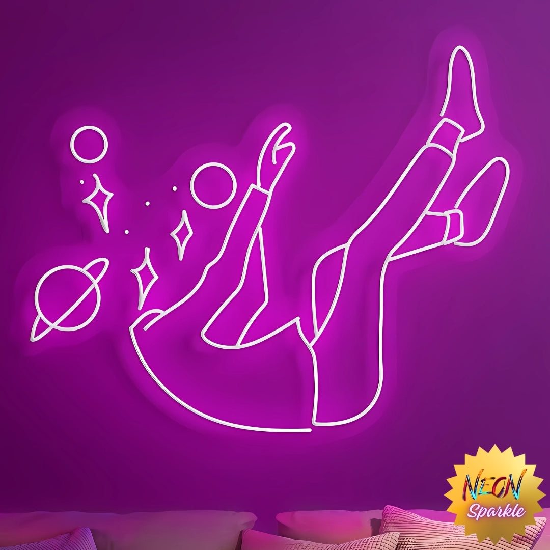 Falling Guy Neon Sign - Fun LED Gaming Decor by Neon Sparkle
