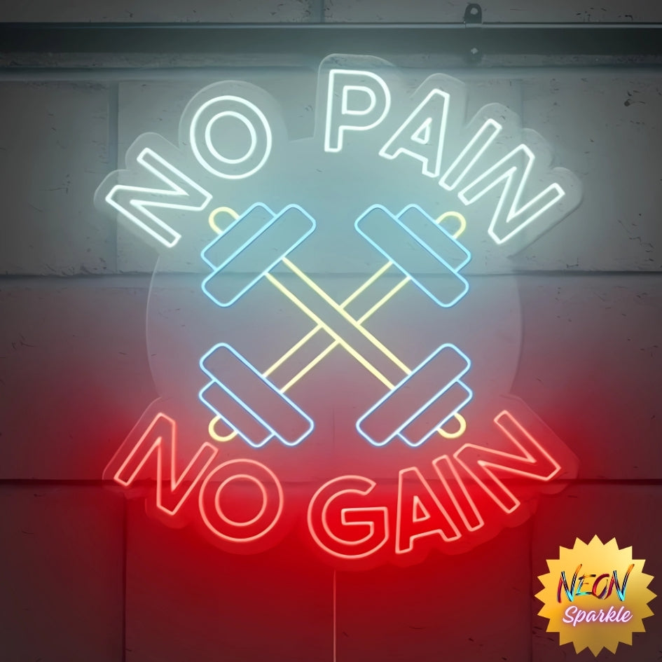 No Pain Gain Neon Sign - Motivational LED Gym Decor by Neon Sparkle