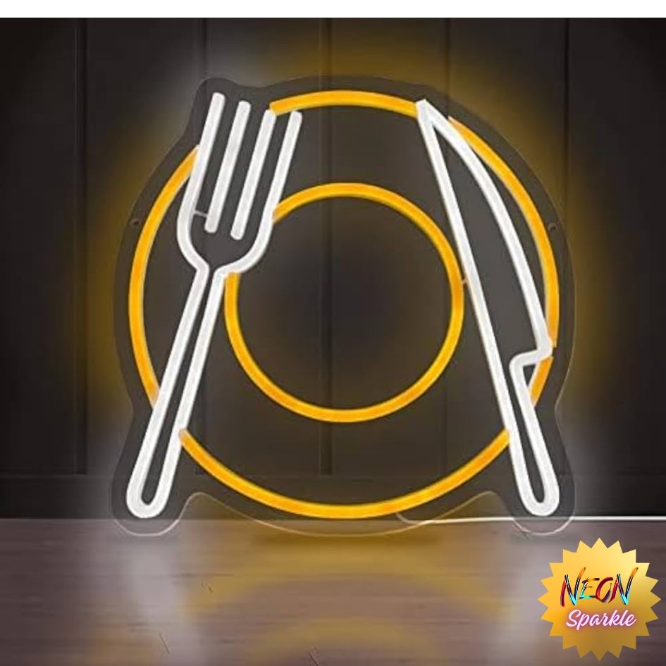Cutlery Neon Sign - Stylish LED Kitchen and Restaurant Decor by Neon Sparkle