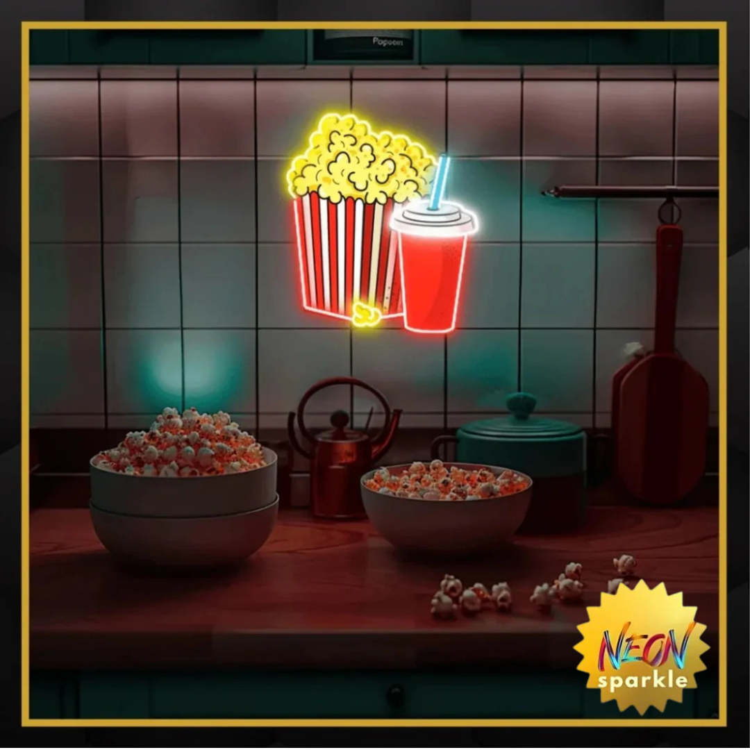 Pop Corn & Drink UV Neon Sign