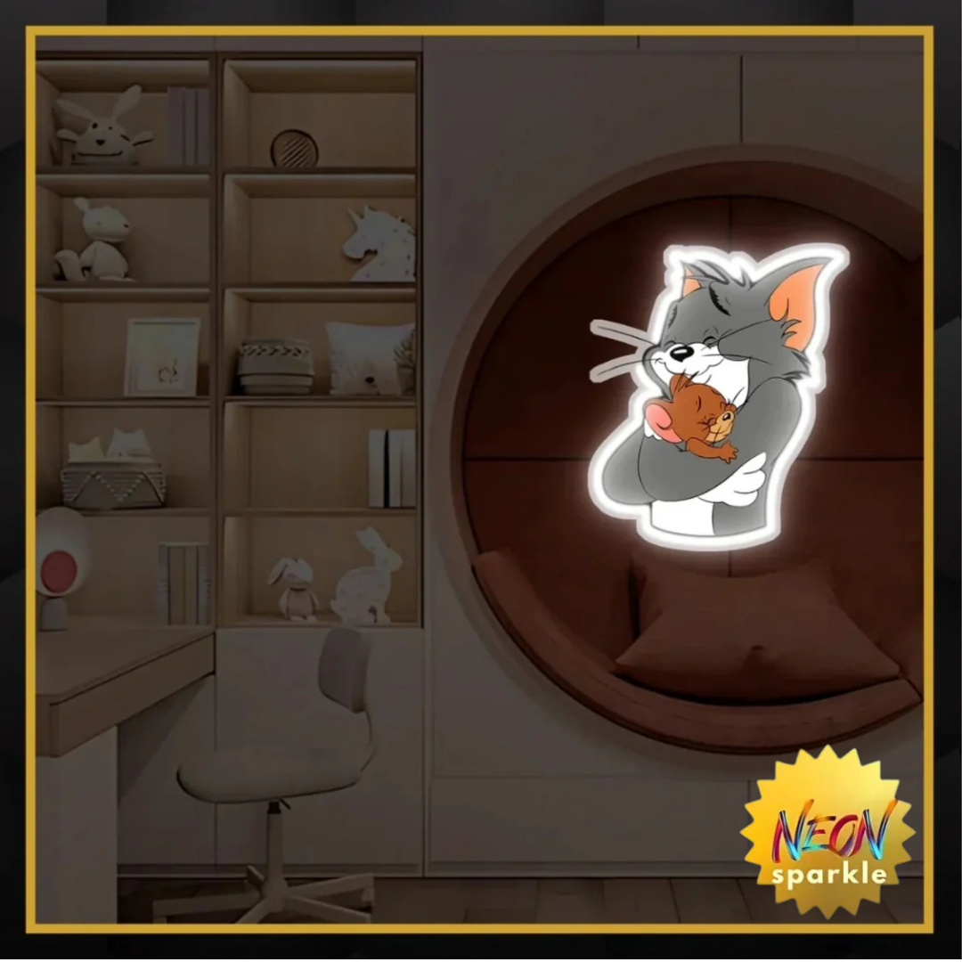 Tom Hugging Jerry UV Neon Sign