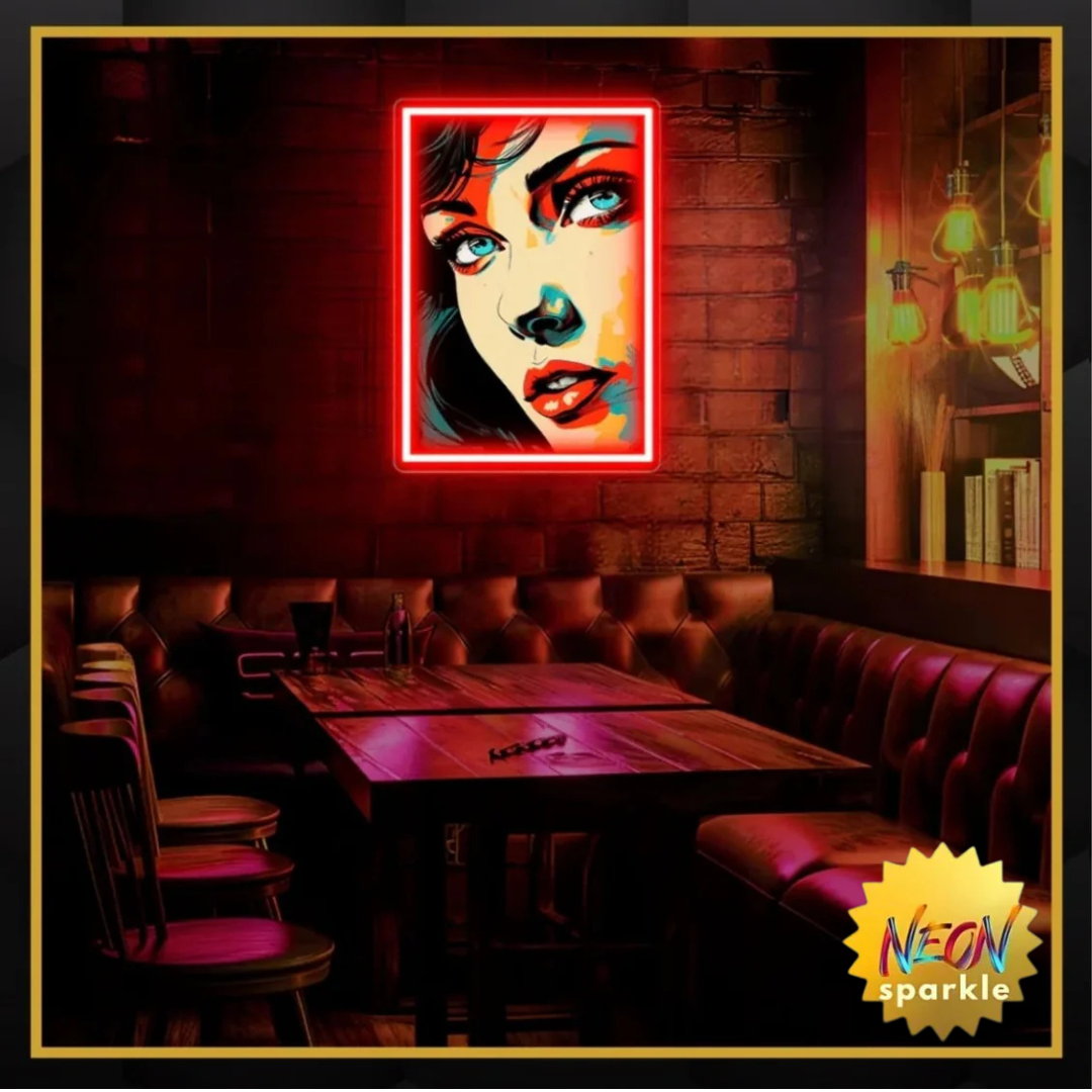 Woman Face Poster UV Neon Sign