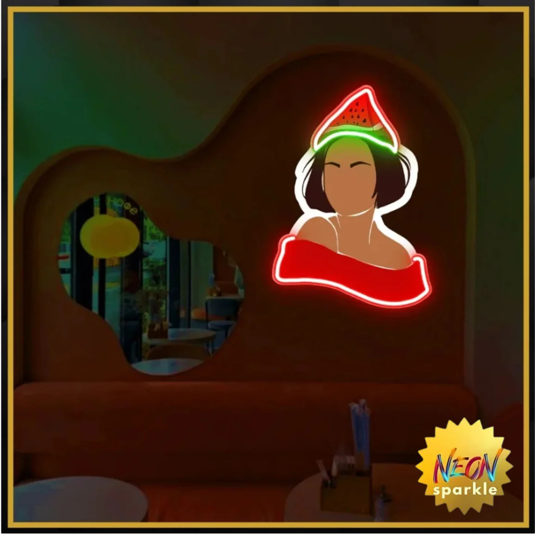 Woman With Funky Hat UV Neon Sign