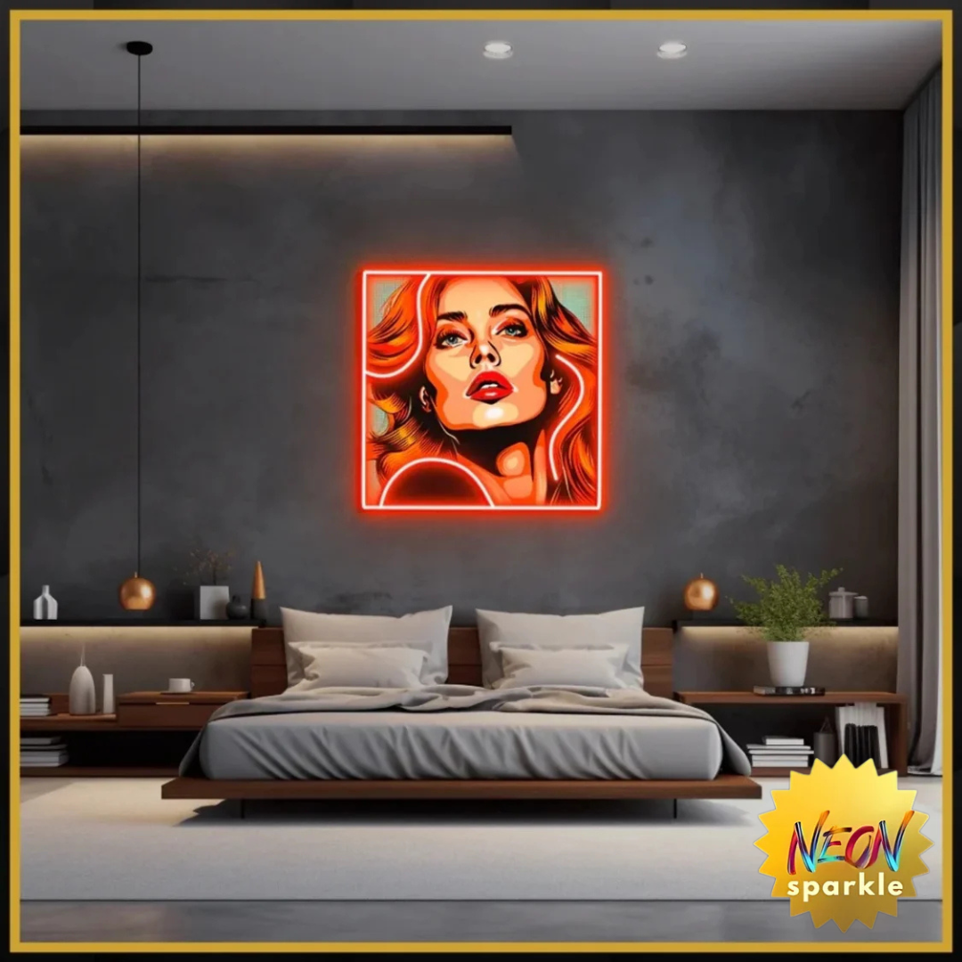 Beautiful Woman UV Print Neon Sign