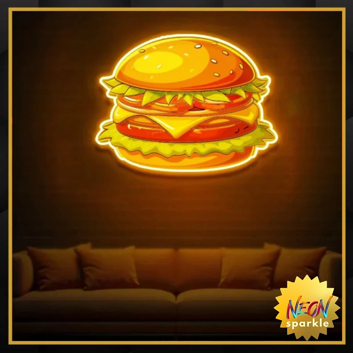 Burger Food UV Neon Sign Light Up Your Space with Tasty Vibes!