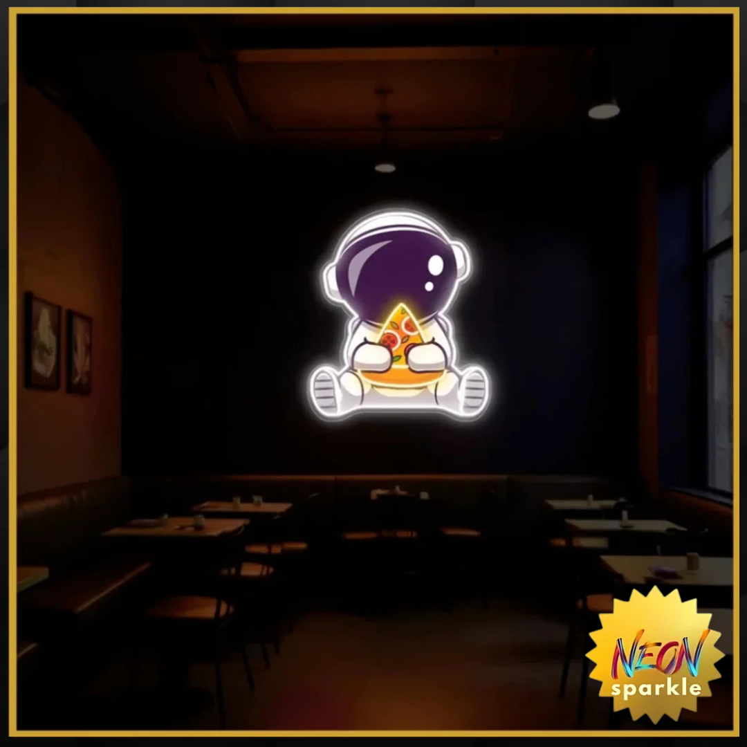 Astronaut Eating Pizza UV Neon Sign