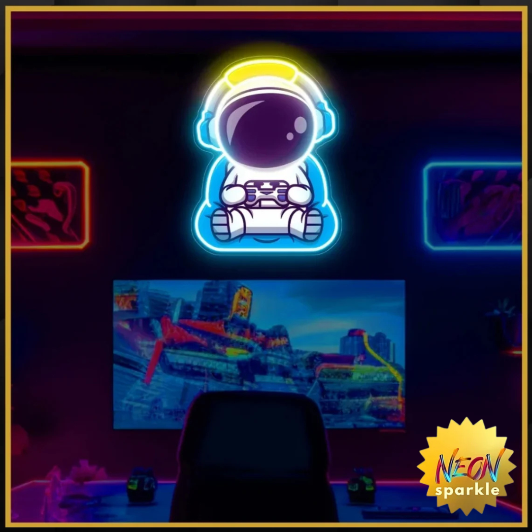 Astronaut Gaming UV Neon Sign