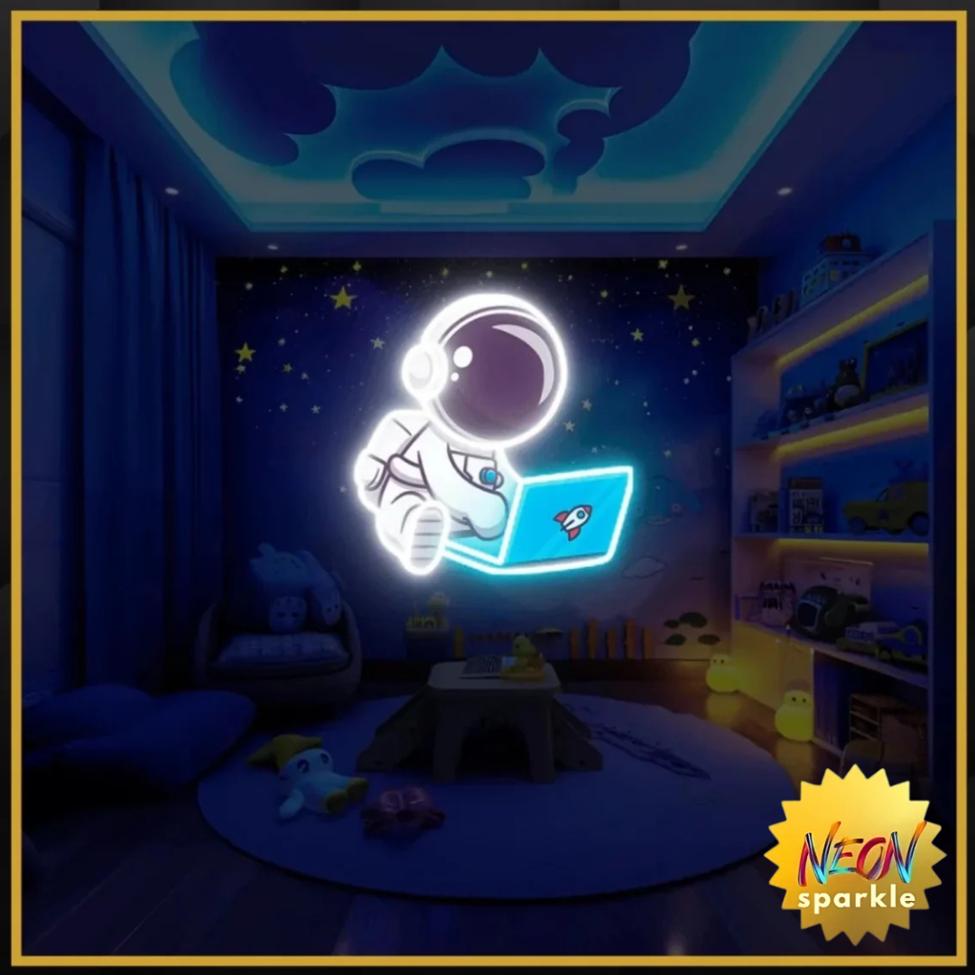 Astronaut Laptop UV Neon Sign